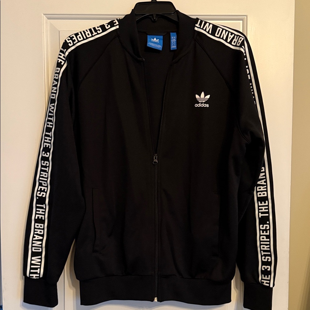 Adidas Black Track Jacket with White Accents